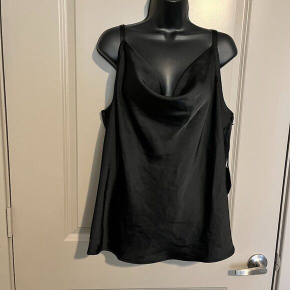 NWT Women's Ava & Viv Black Satin Tank Top - XXL - NWT - Picture 2 of 11